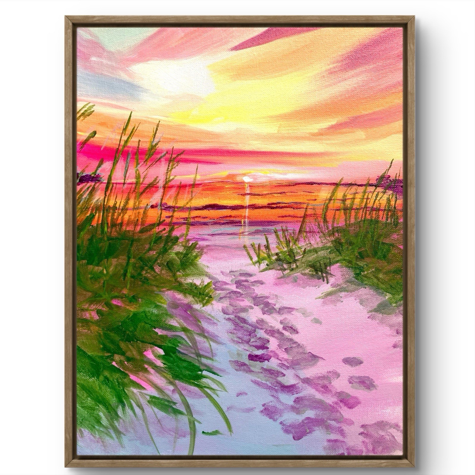 TITA PAINTZ Vibrant Sunset Beach Painting Coastal Landscape 11×14 Canvas Art