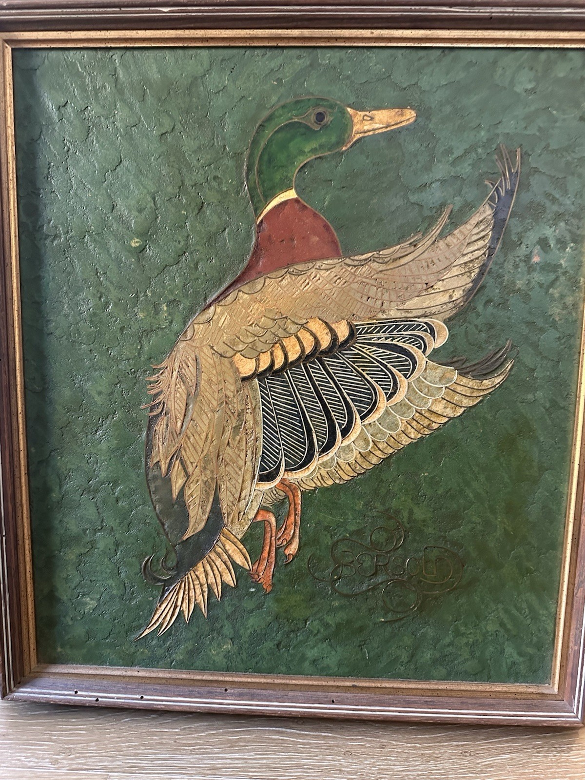 Cloisonne Mallard Art – Large – Thomas Ebersold Vintage, OOAK