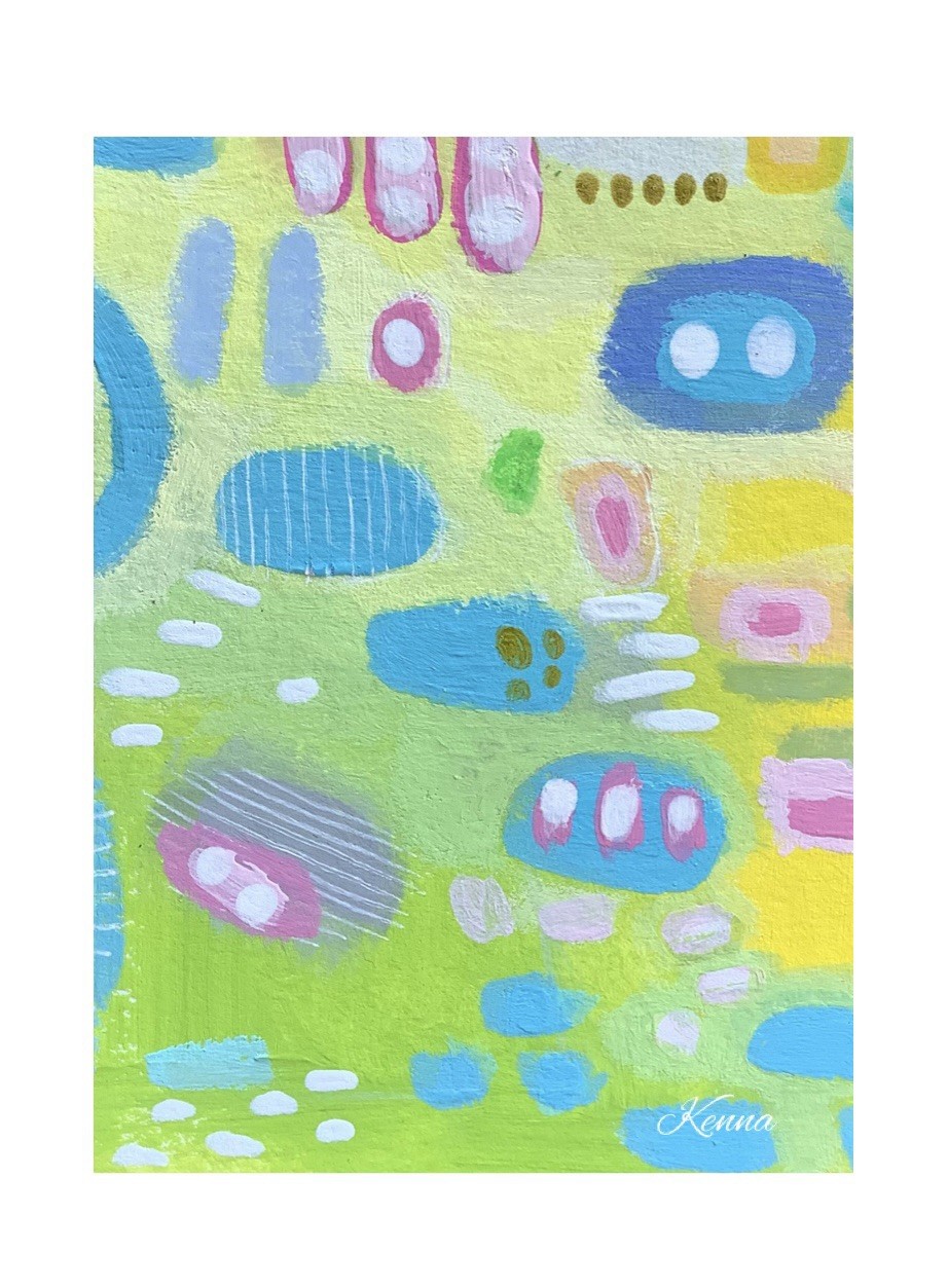 Aceo By Kenna Abstract Art Collector Card Painting Original 2.5” X 3.5” Signed