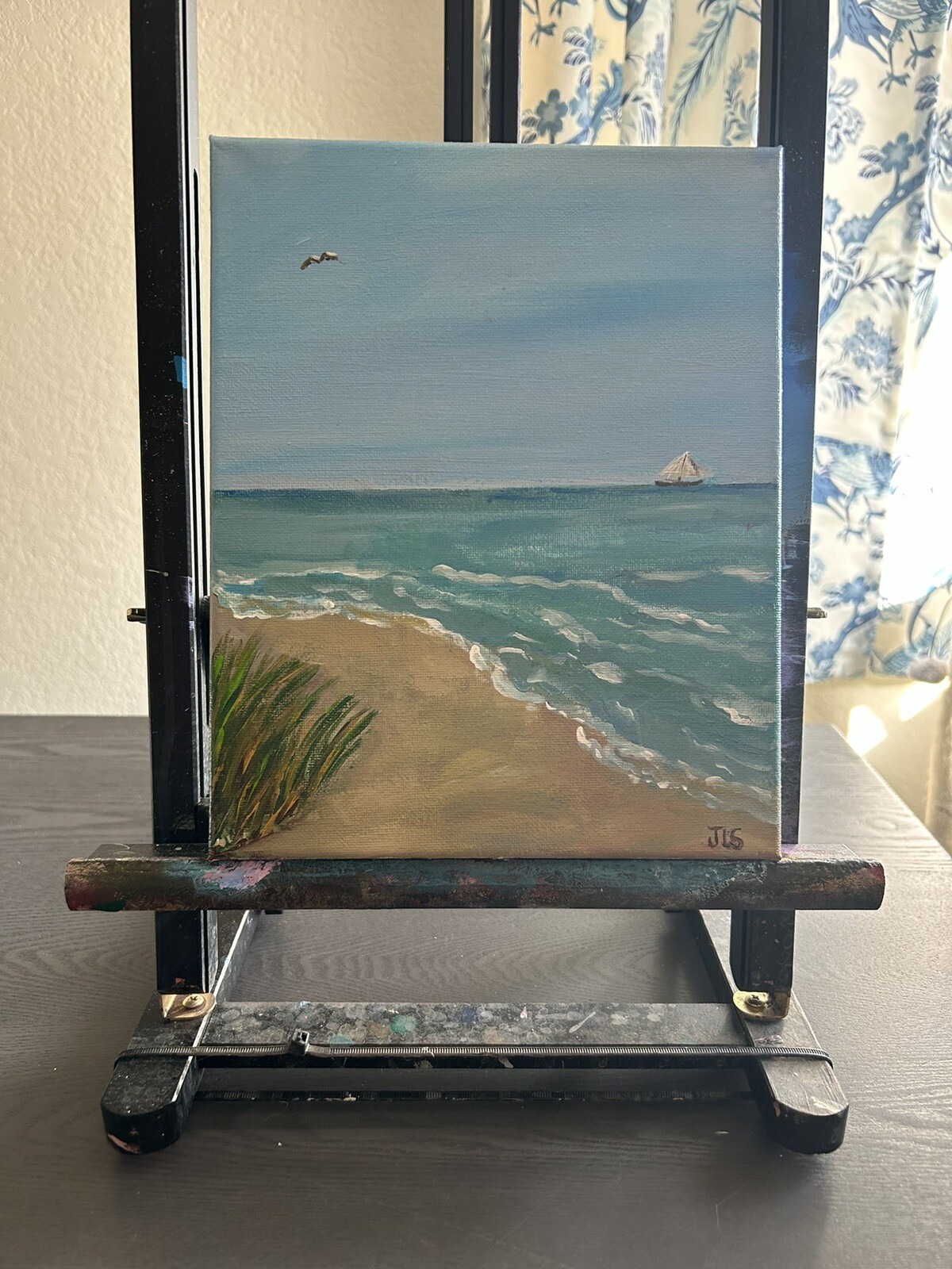 Beach Seascape Painting 8×10 Coastal Ocean Waves Canvas Art