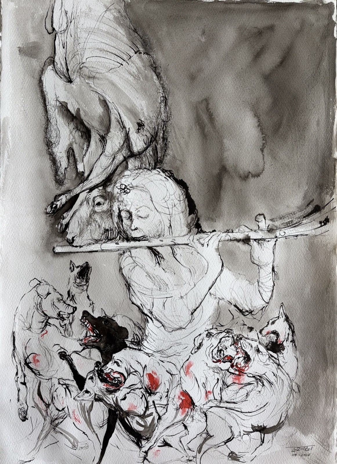 Ink On Cardboard Alain Donate 27×19 In Cuban Art PAINTING Surreal artist SIGNED