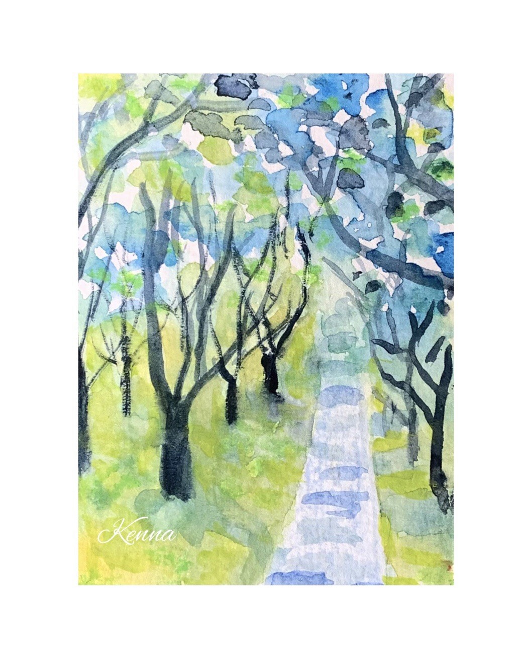 ACEO Painting By Kenna Original HP Landscape Trees 2.5” X 3.5” Signed ATC
