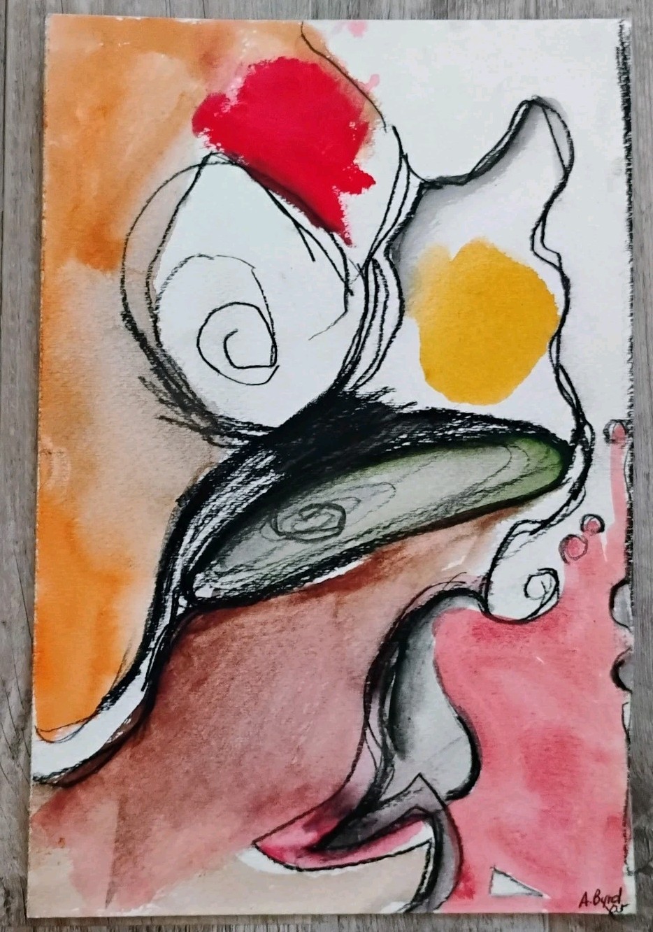 Original Contemporary Abstract Art Signed Mixed Media 2005 11″ X 7″