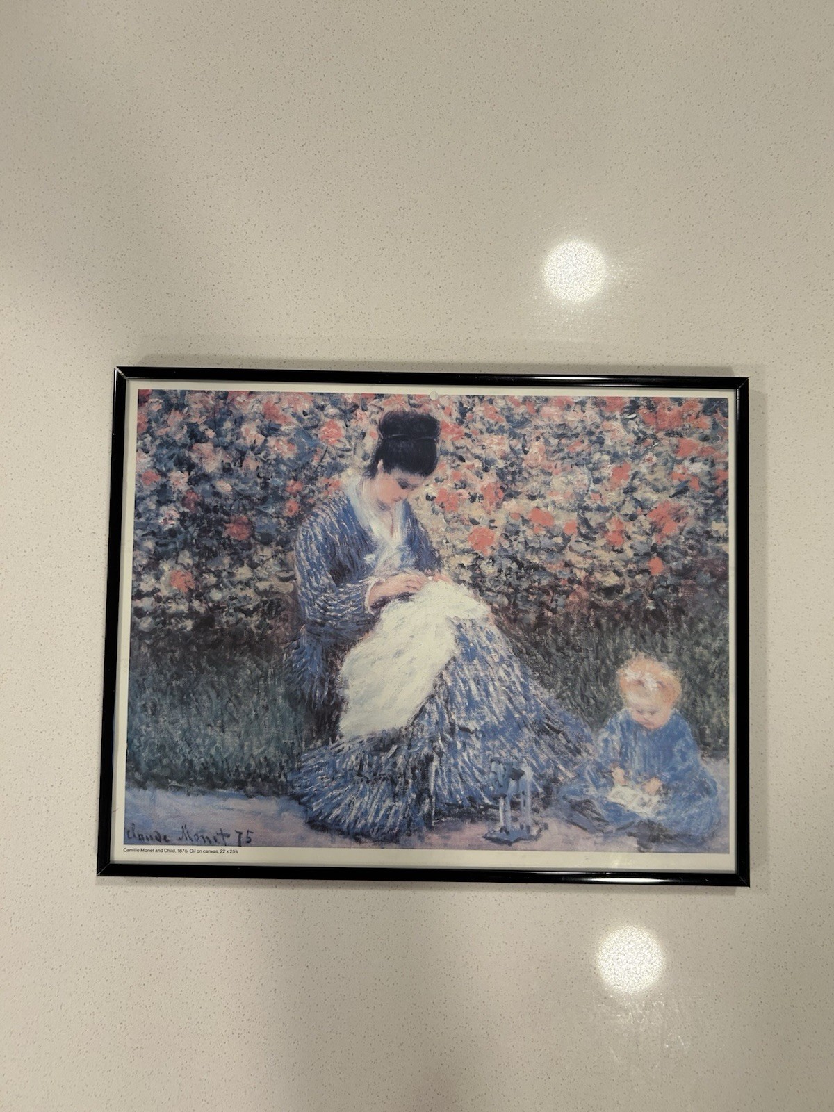 Oil painting Claude Monet – Camille Monet with a child with spring flowers ART
