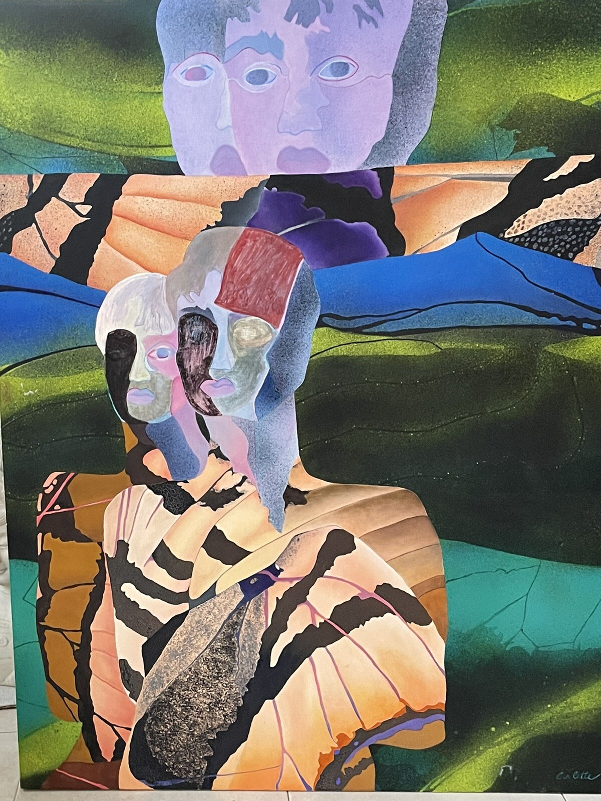 Lrg Modern 56x44in. Chicana art figurative Original oil painting by ARLETTE