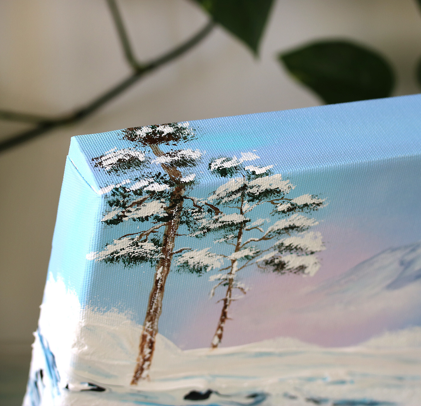 Original acrylic landscape duplex paintings long distance relations gift art