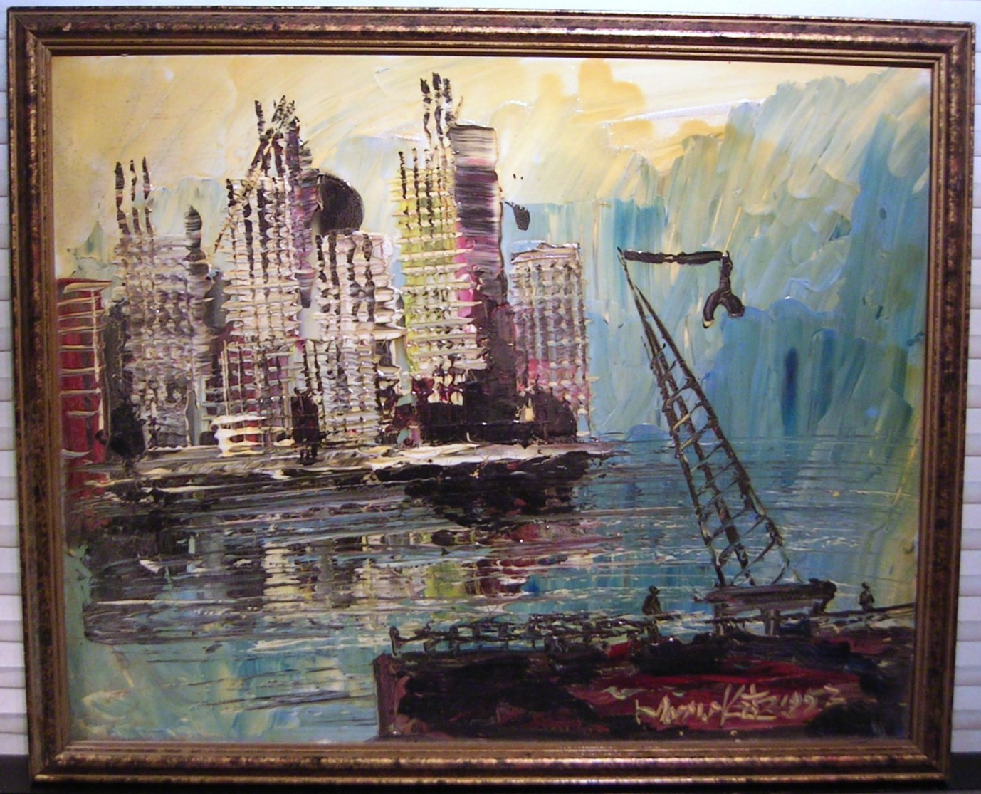 Morris Katz Original Painting 17×21 Signed Art 1993