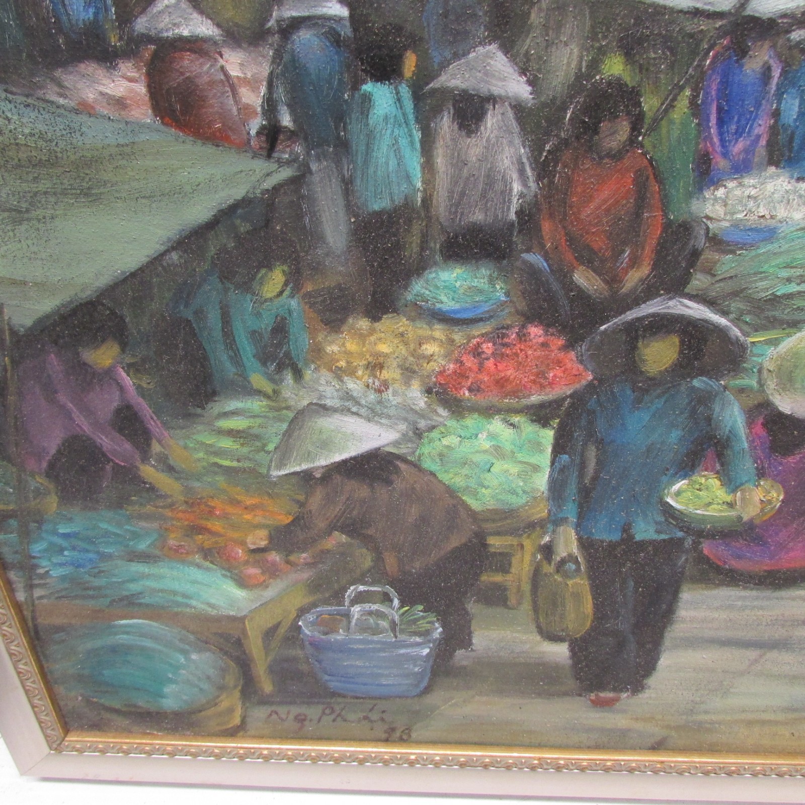 Oil on canvas of chinese market scene 1998