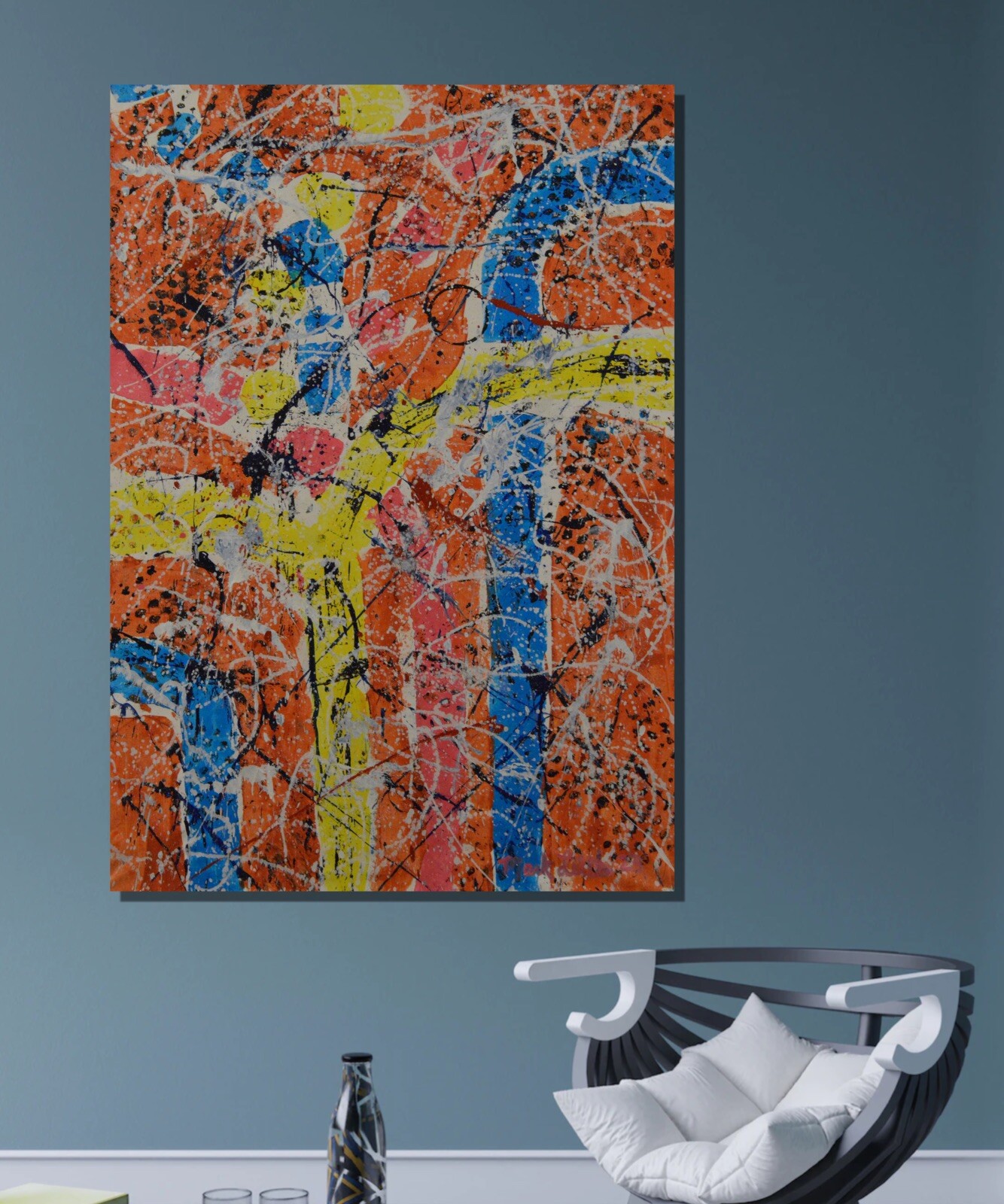 64”X44” Mark Little original canvas ￼painting OOAC Acrylic,Abstract, Action XL