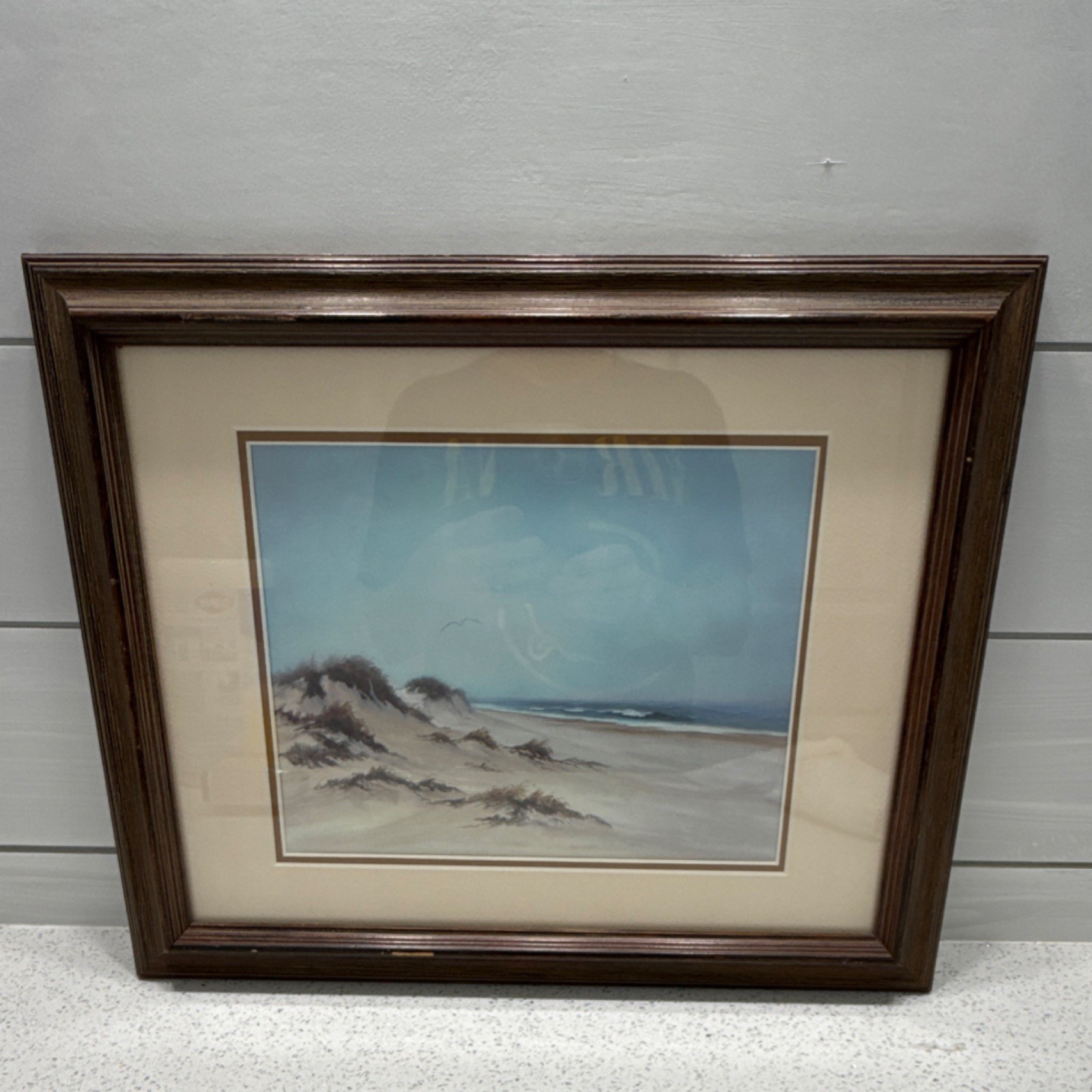 Beach Sand Dunes Ocean Realism Canvas Framed Painting Small Art Single Piece