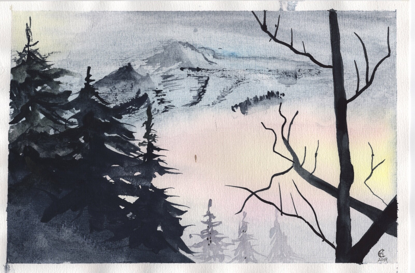 Original Watercolor Painting Signed Unframed Montana Glacier Park