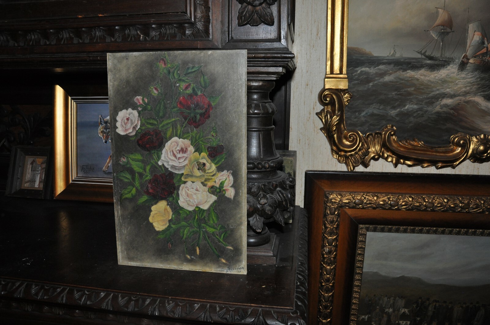 unframed Antique Still live Flowers 1899