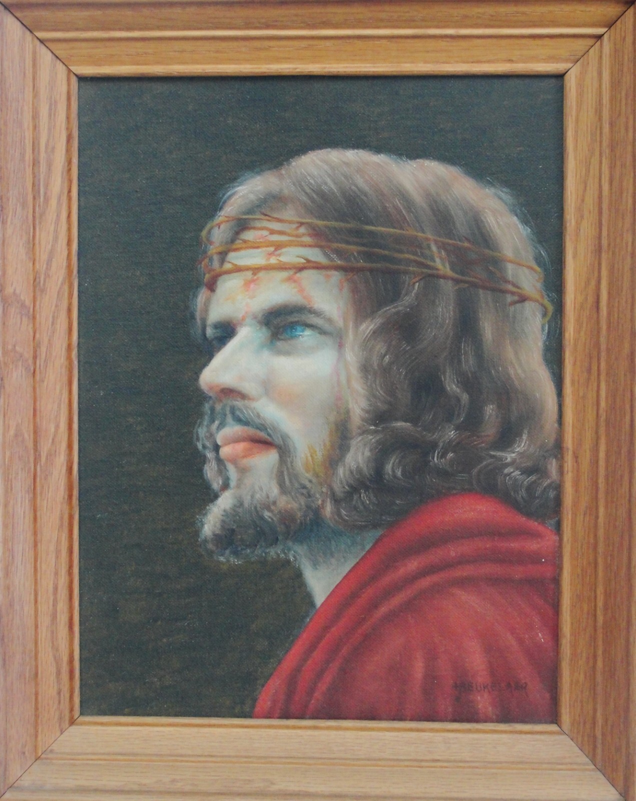 Oil Portrait – Canvas on Cardboard- 1970 -Jesus Christ – Artist: Harry Beukelaer