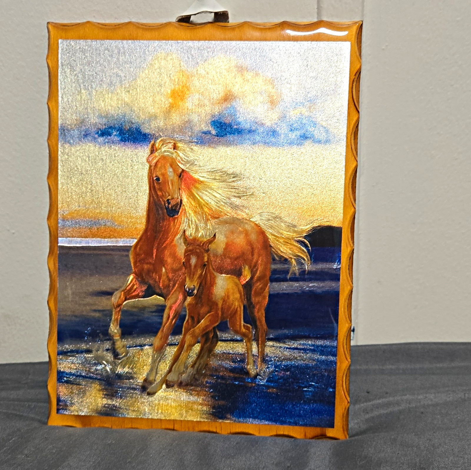 Framed Realism Horse Painting Artwork – Animals & Nature Theme, Single Piece
