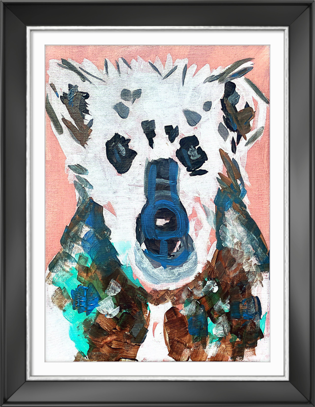 Polar Bear 12 X 16″ Neo Impressionist Modern Acrylic Pink Painting Canvas