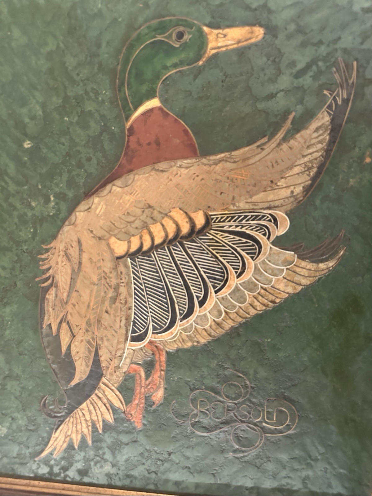 Cloisonne Mallard Art – Large – Thomas Ebersold Vintage, OOAK