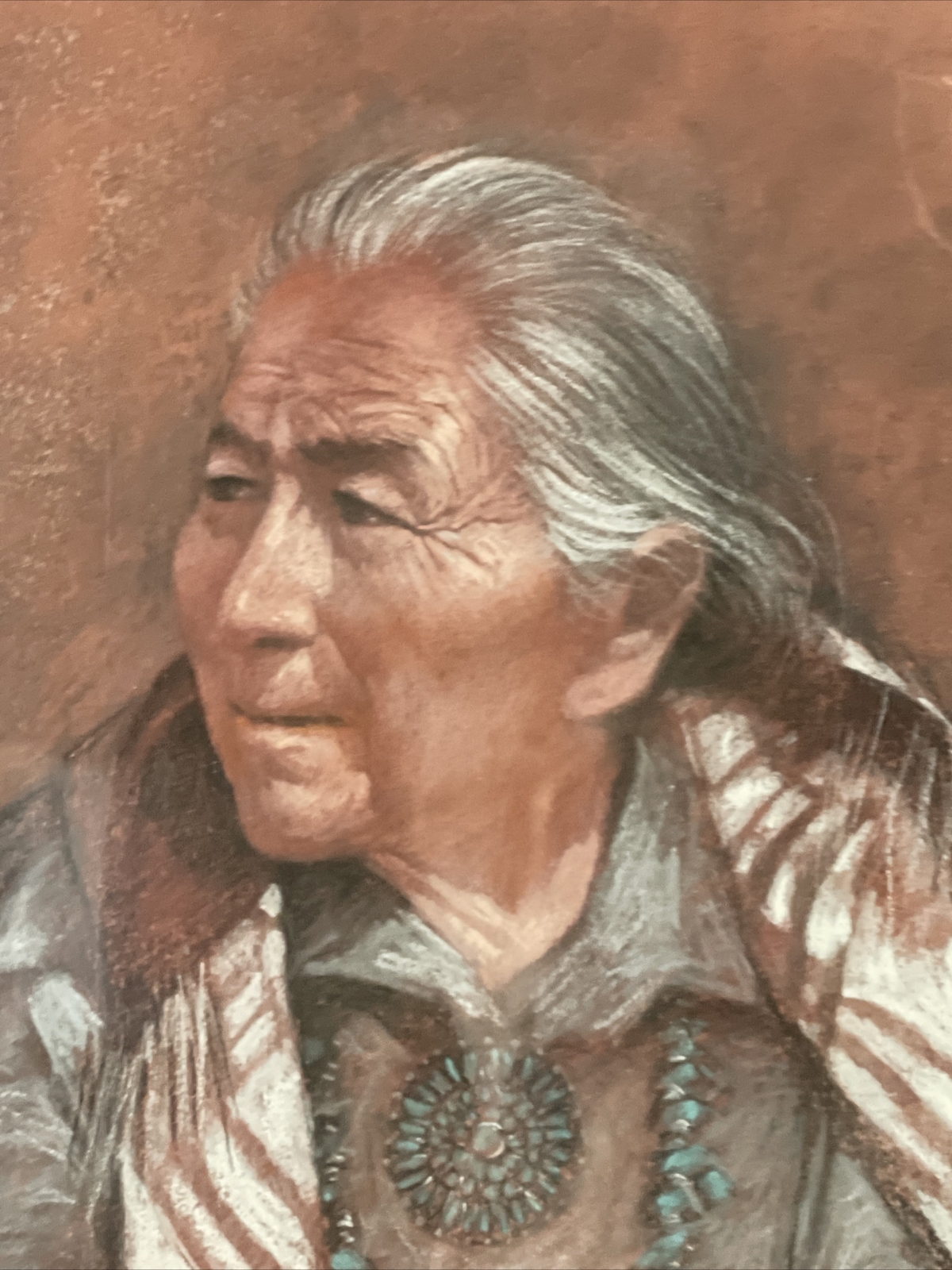 Clifford Beck “Anasazi Woman” Framed Original Art Native American Navajo Pot Rug