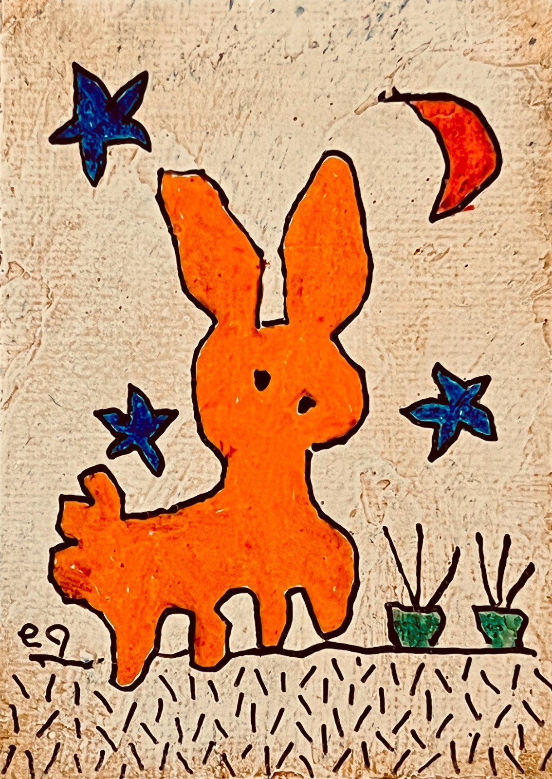 e9Art ACEO ‘by the time the red moon bent down to whisper in his ear, Harold …