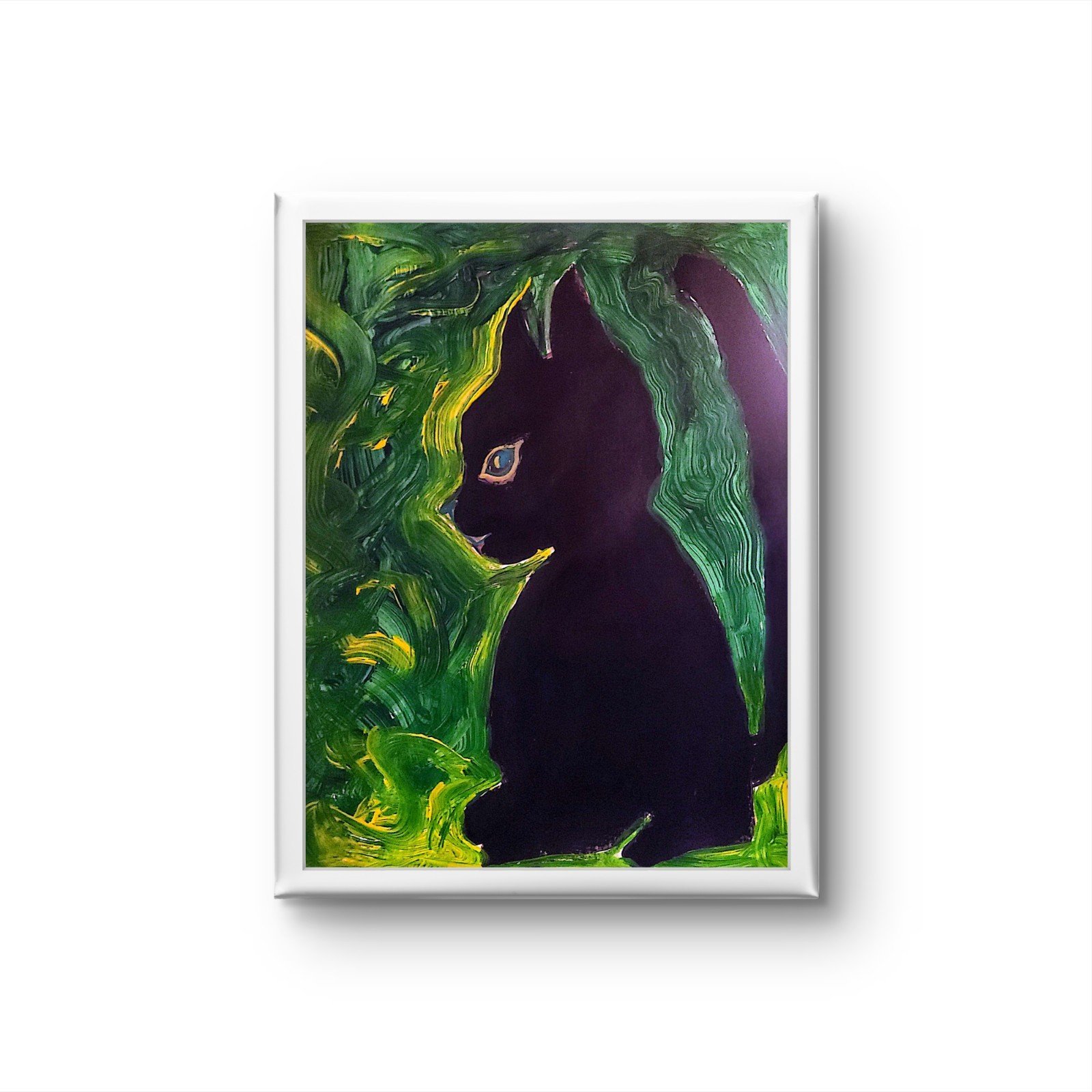 Black Cat Unique Abstract Expressionism Wall Gallery Paper Art 11x 14