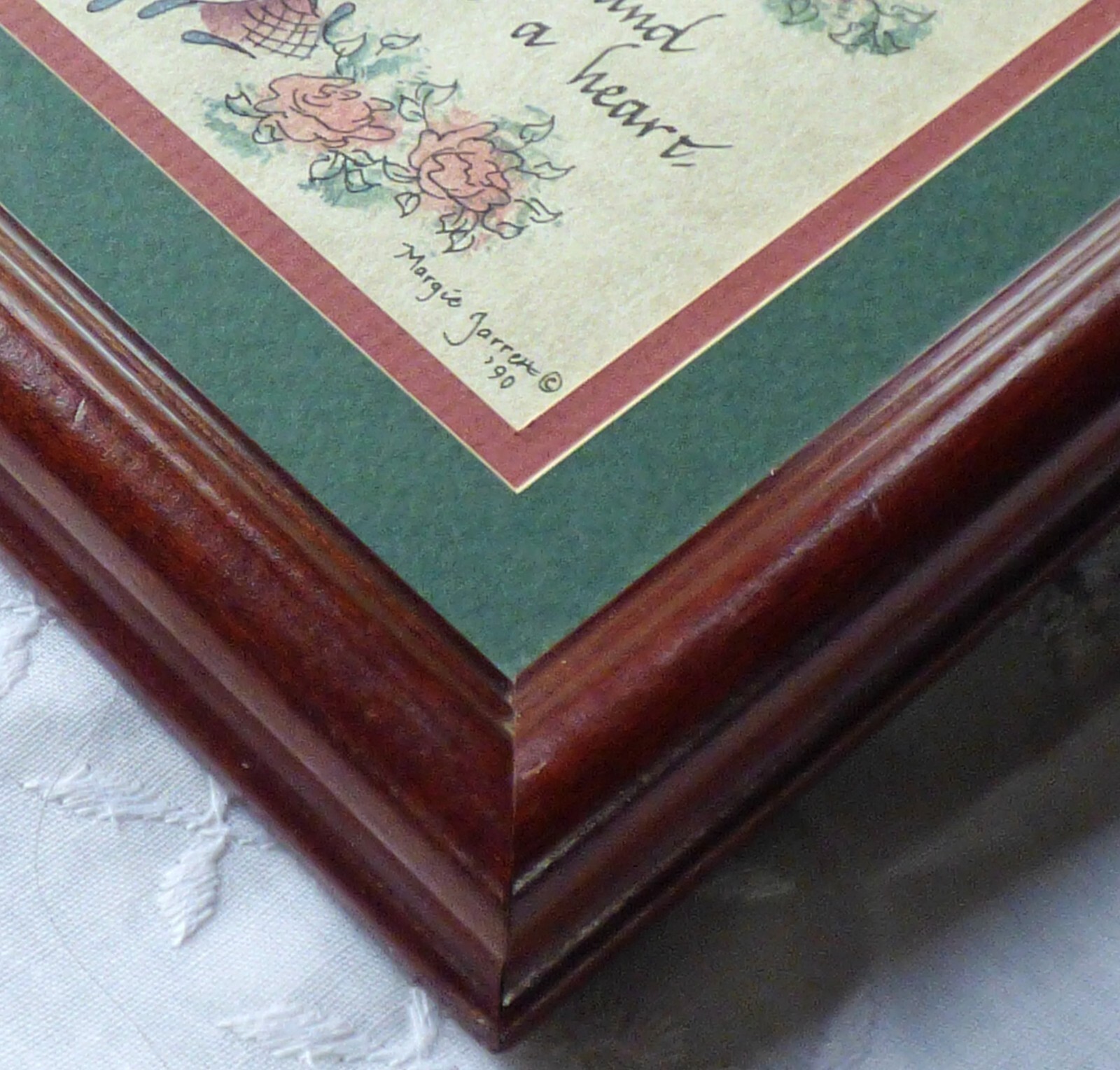 ORIGINAL Calligraphy Artwork Wall Hanging – Signed Wood Frame Glass Matted