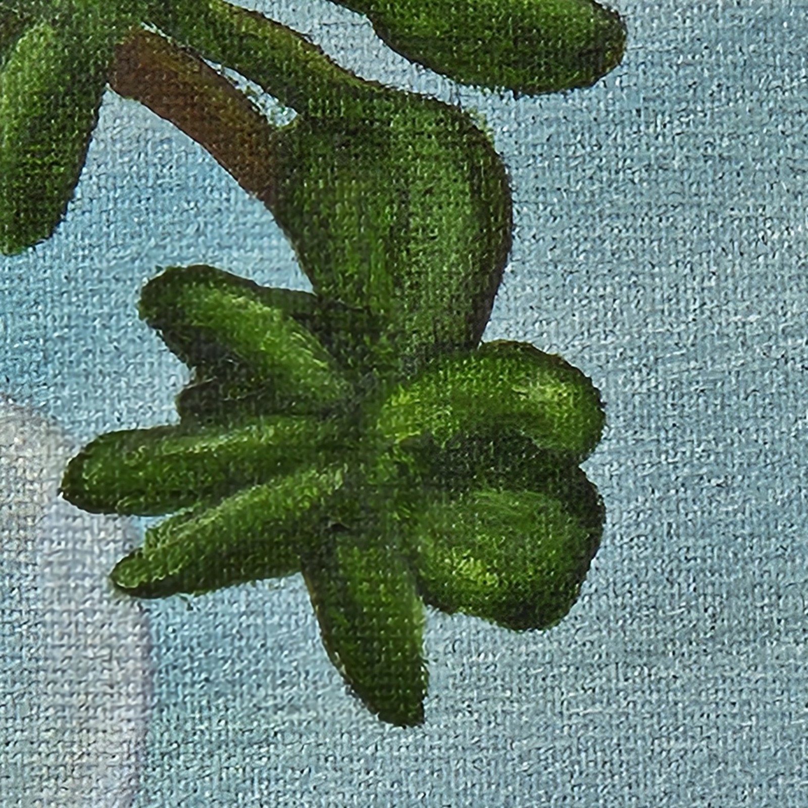 Vintage 2007 Signed GRAHAM Framed Canvas Oil Painting Rooting Jade Money Plant