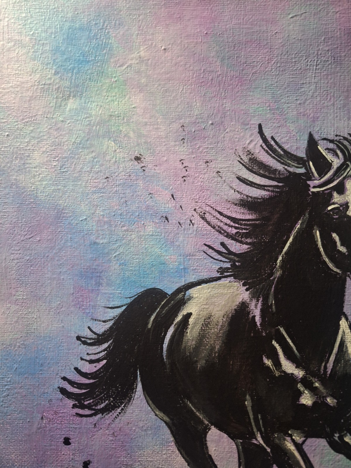 Abstract Expressionist Original Pastel Horse 11×14 Canvas Free Shipping
