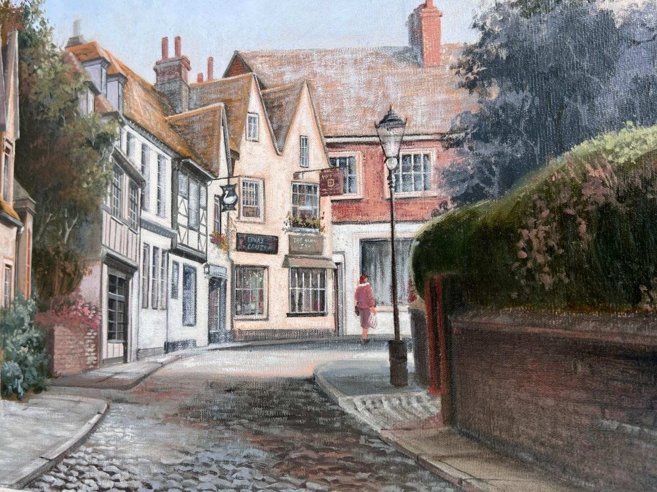 Mermaid Street Rye East Sussex England Landscape Oil Painting Artist Signed Art