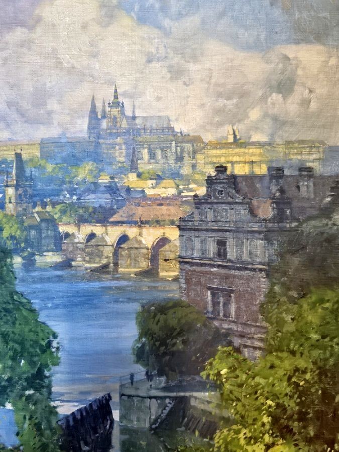 Painting- Jaroslav SETELIK (1881-1955), View of the Hradčany / Hradschin Prague