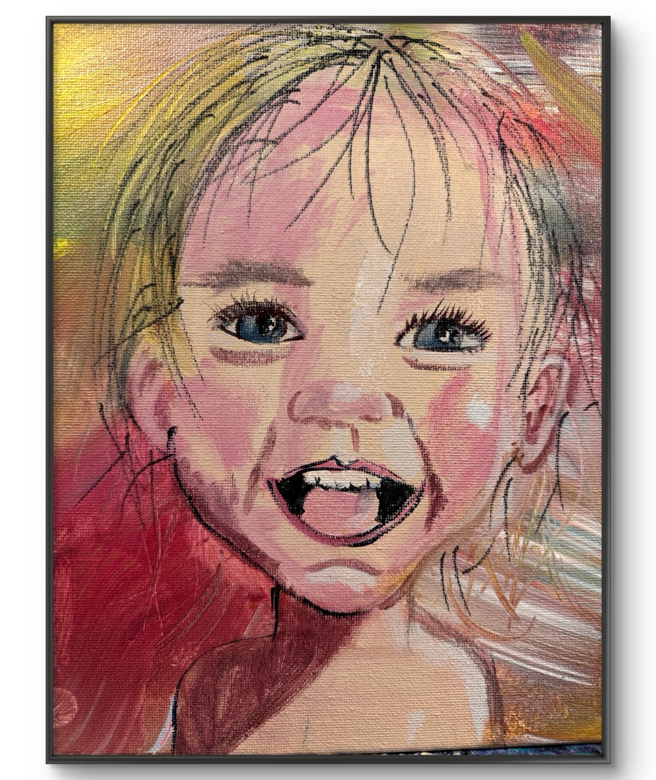 SAMATOWIC Original Abstract Happy Child 8×10 Handmade Signed Fine Art 122