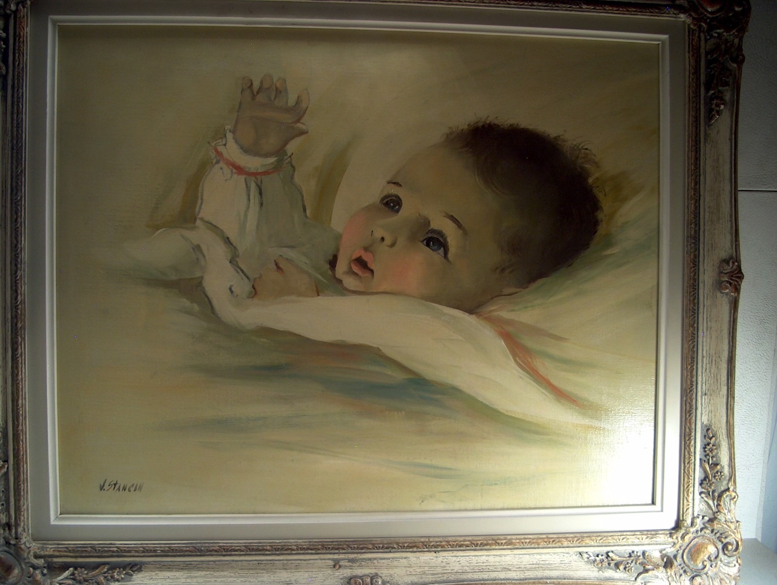 J STANCIN OIL PAINTING ON CANVAS – SINGLE PIECE WORK !! – RARE
