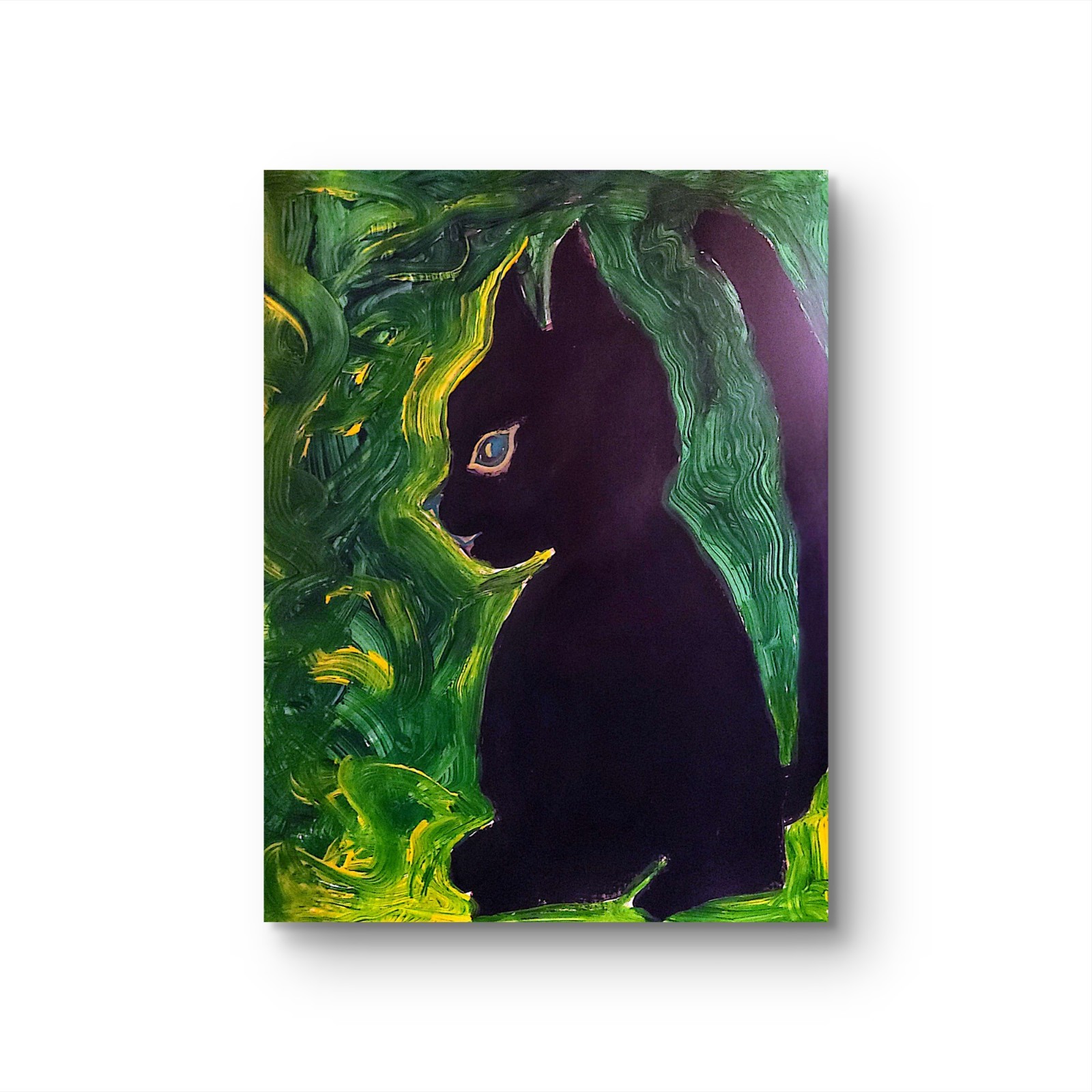 Black Cat Unique Abstract Expressionism Wall Gallery Paper Art 11x 14