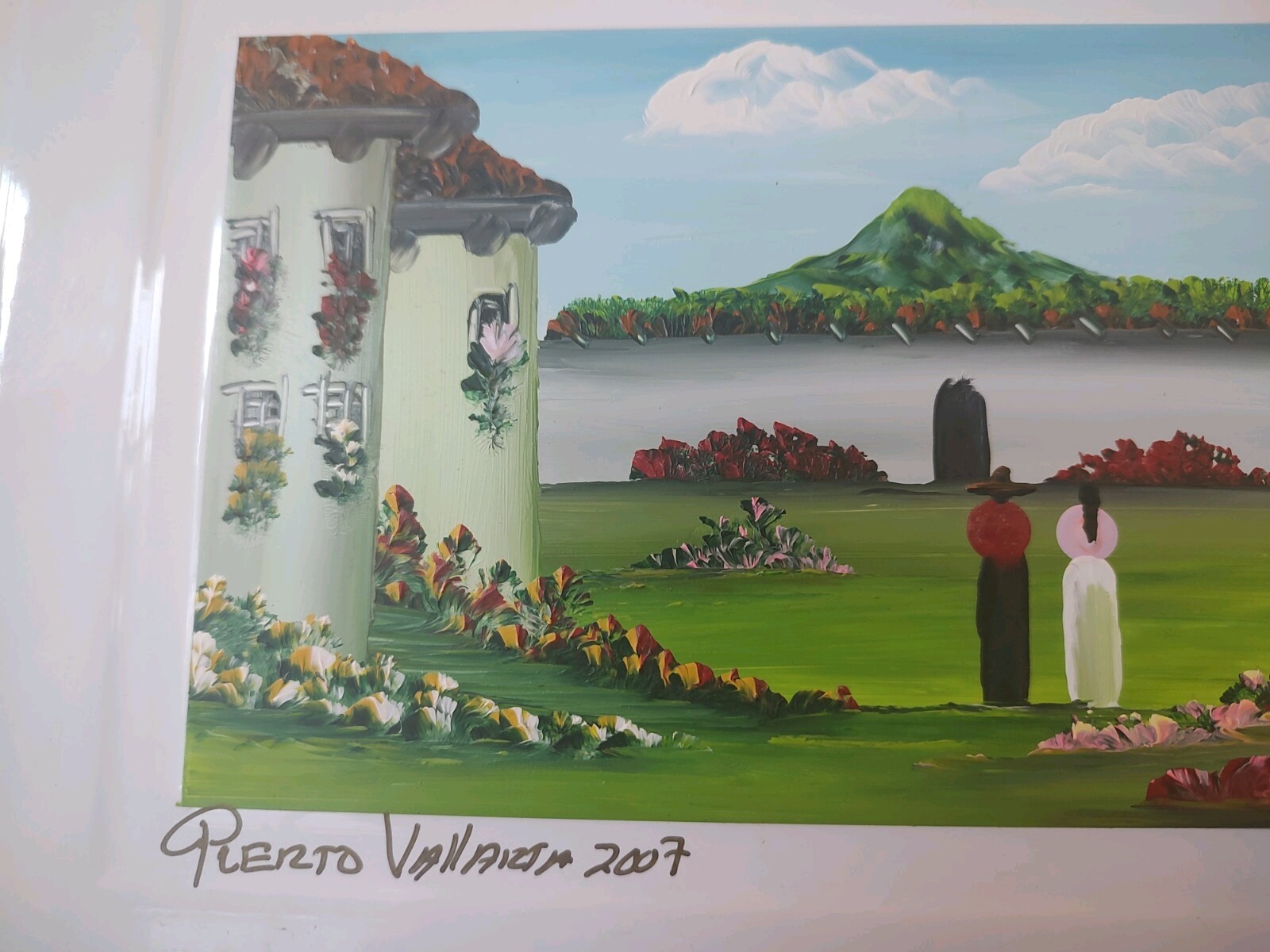 PUERTO VALLARTA MEXICO 2007 Hand PAINTING ON TILE WALL ART Signed CARLOS ORTIZ