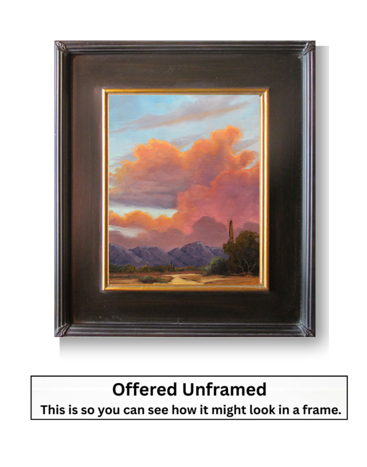 Jeff Love Art 14X11″ Original Oil Painting Arizona Cactus Cloud Sunset Landscape