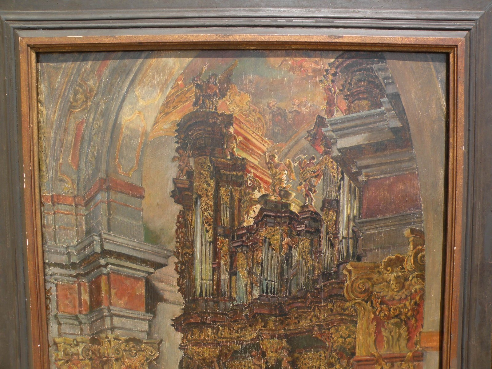 Frantisek Jelinek 1890-1977 Czech painting cathedral interior 1916 very large