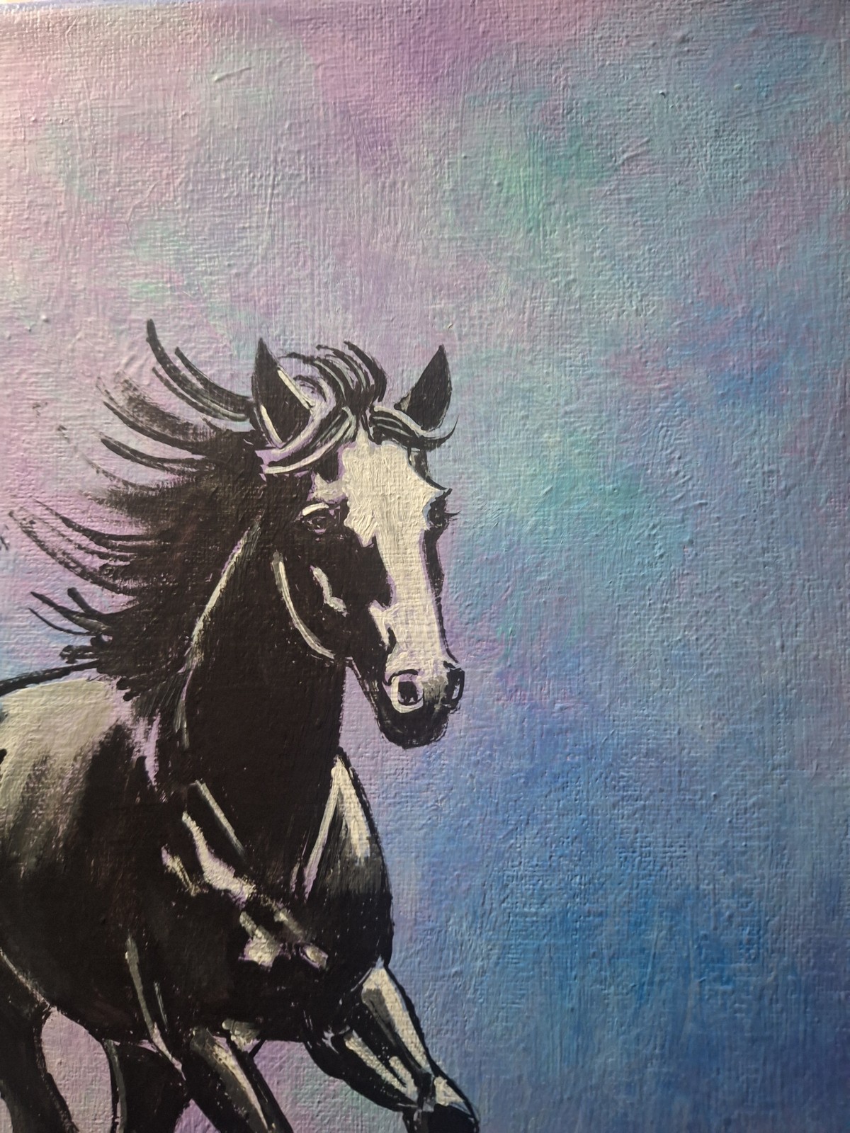 Abstract Expressionist Original Pastel Horse 11×14 Canvas Free Shipping