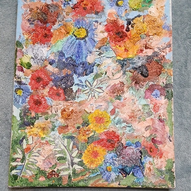 Original Abstract Impressionist Floral Botanical Painting on Canvas Unframed