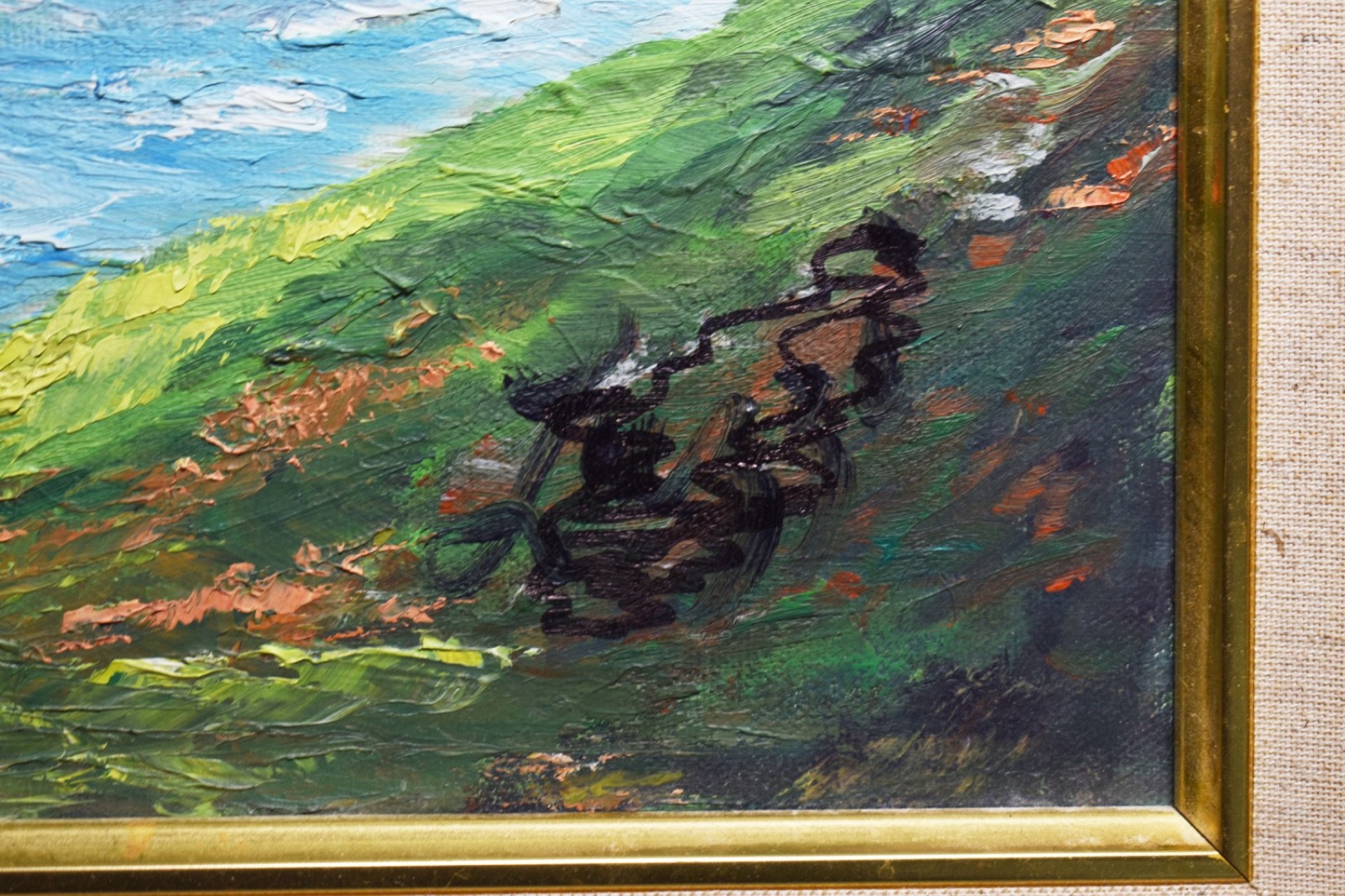 Original Vintage Impressionist Style Oil-San Francisco Bay & Golden Gate Bridge