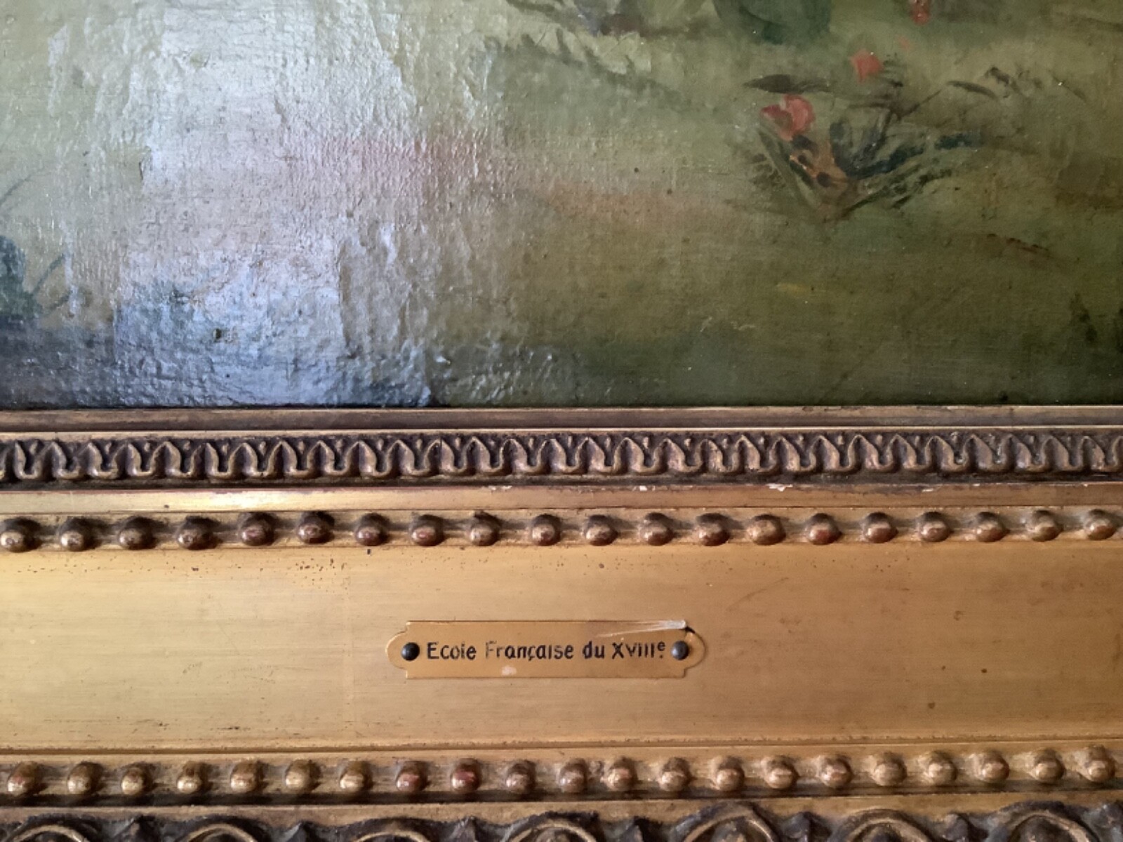 TO RESTORE 18th CIRCLE FRAGONARD ENTERTAINMENT IN PARK FRENCH OIL ON CANVAS