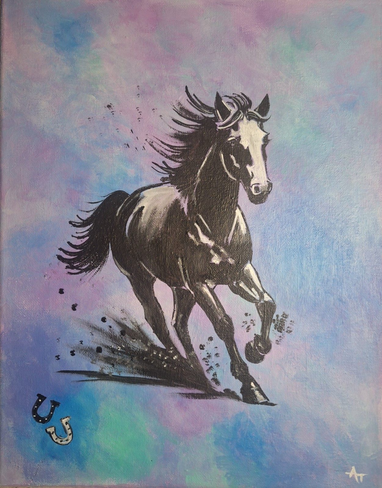 Abstract Expressionist Original Pastel Horse 11×14 Canvas Free Shipping