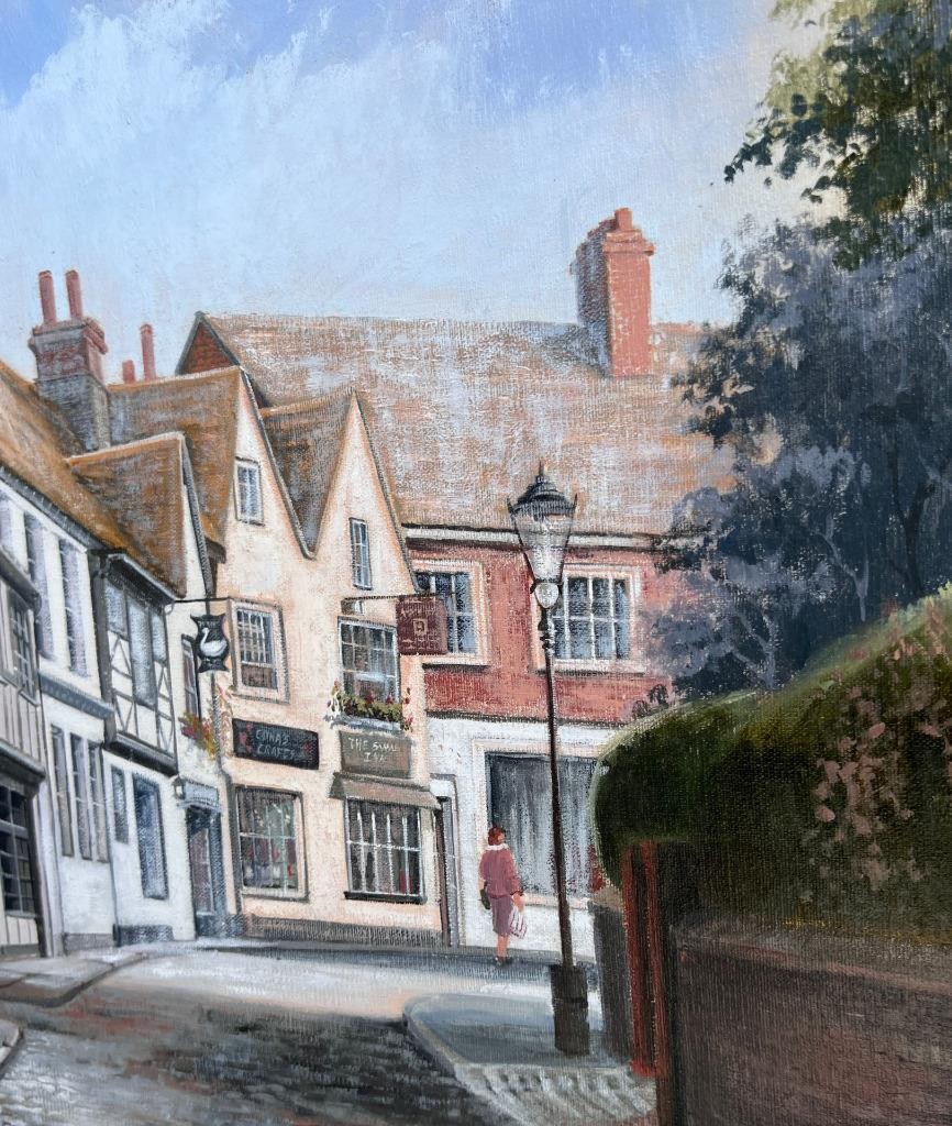 Mermaid Street Rye East Sussex England Landscape Oil Painting Artist Signed Art