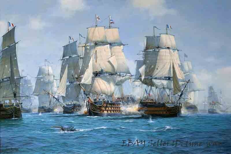 Warships Battle Sailboat Ship Nautical painting Giclee Printed on Canvas P2293