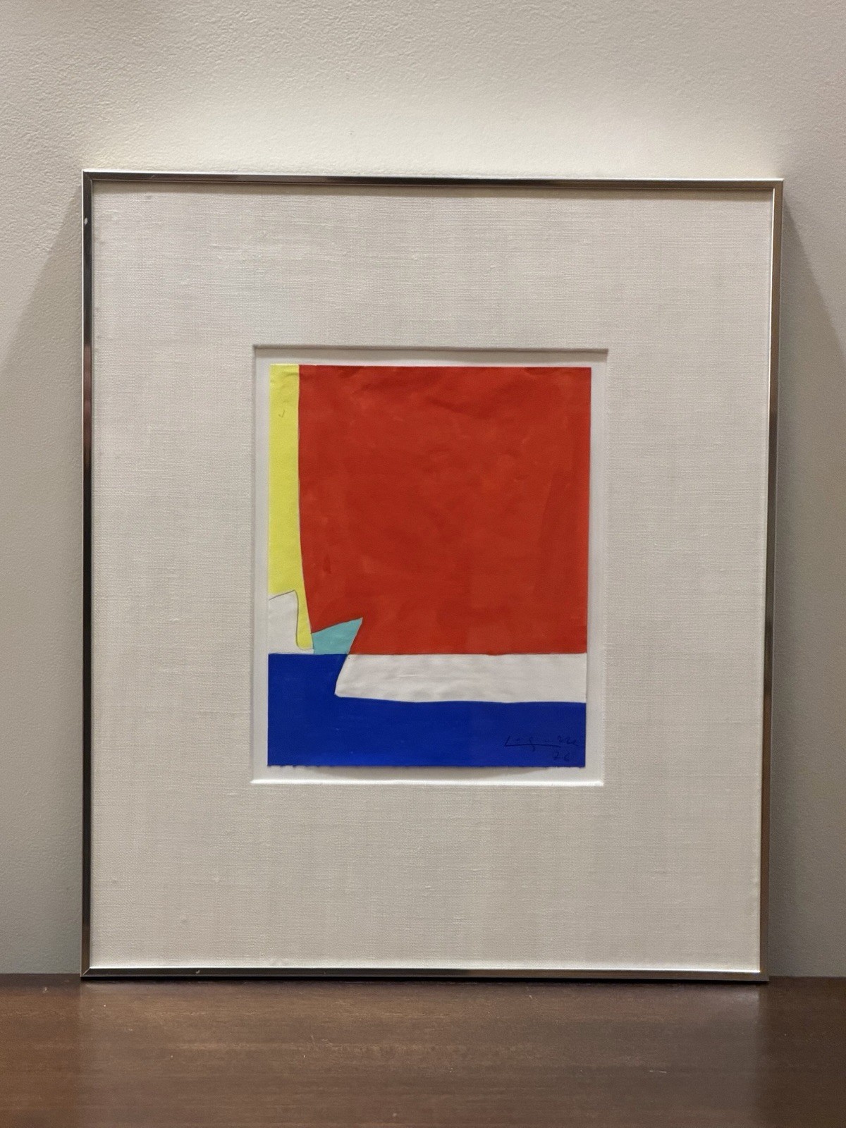 Original Abstract Gouache Painting by Rene Gaston Lagorre, 1975, 14.5” x 12.5”