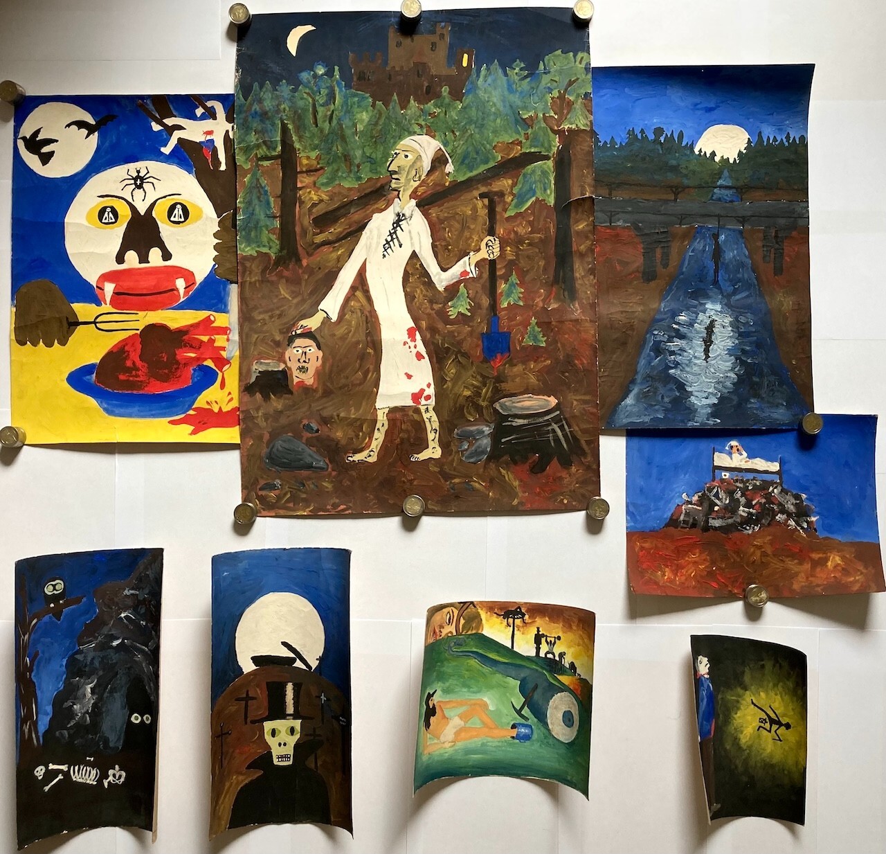 Original Paintings HORROR – SCARY – DARK PAINTINGS – DEATH – ART – TEMPERA/PAPER