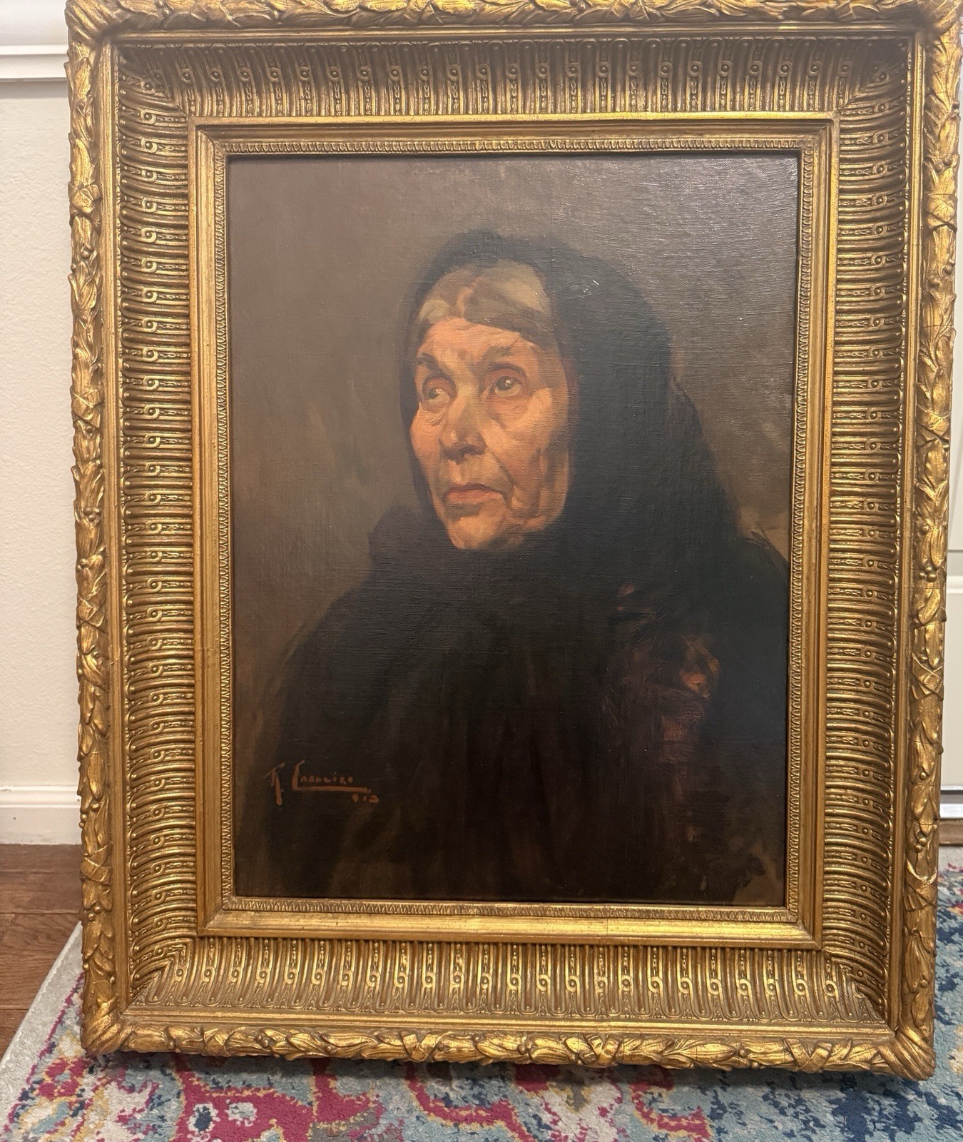 Original 1913 Oil Portrait Portuguese Realism