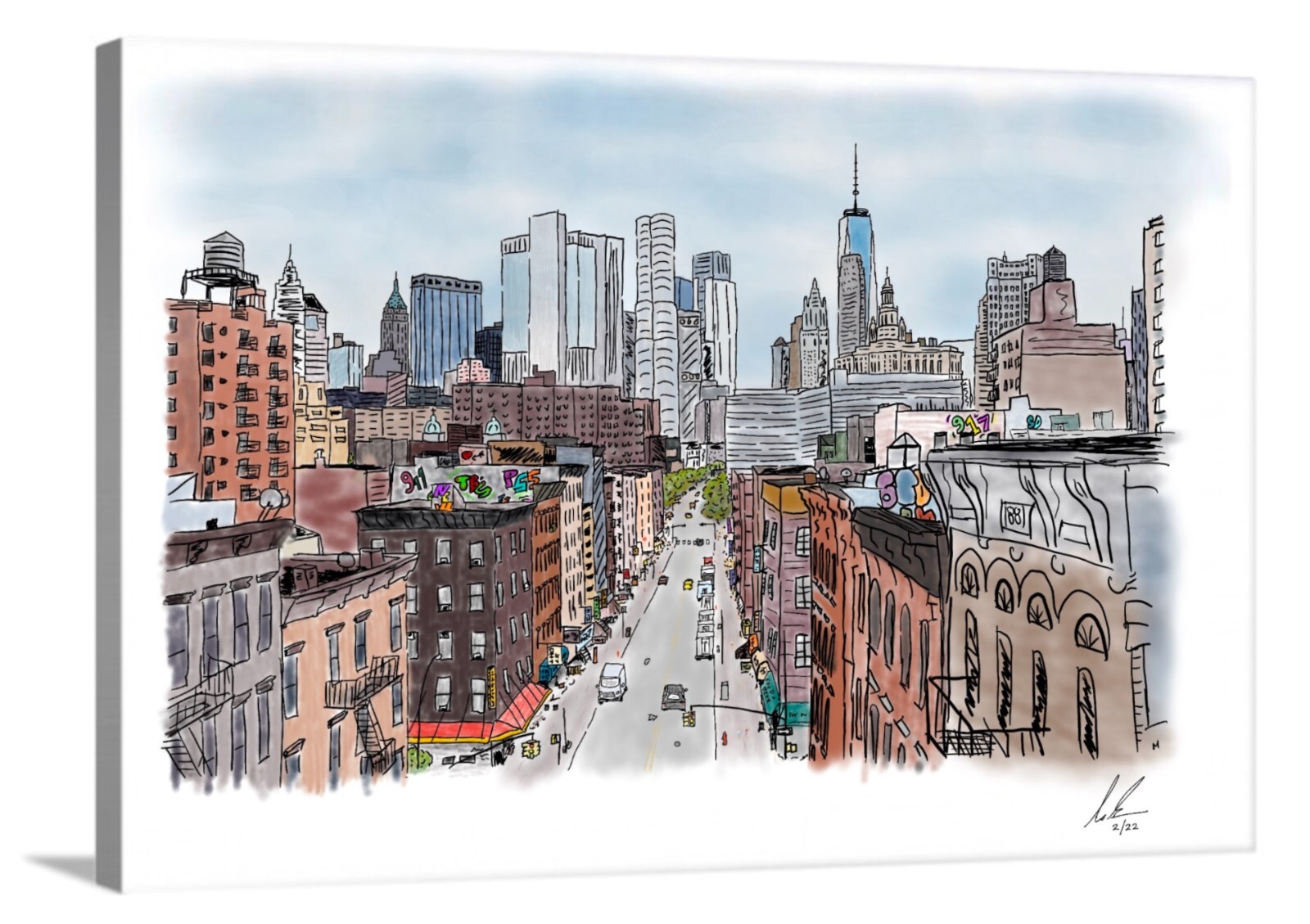 New York City Skyline Painting ‘Market & Madison’ Large Print on Canvas NYC Art