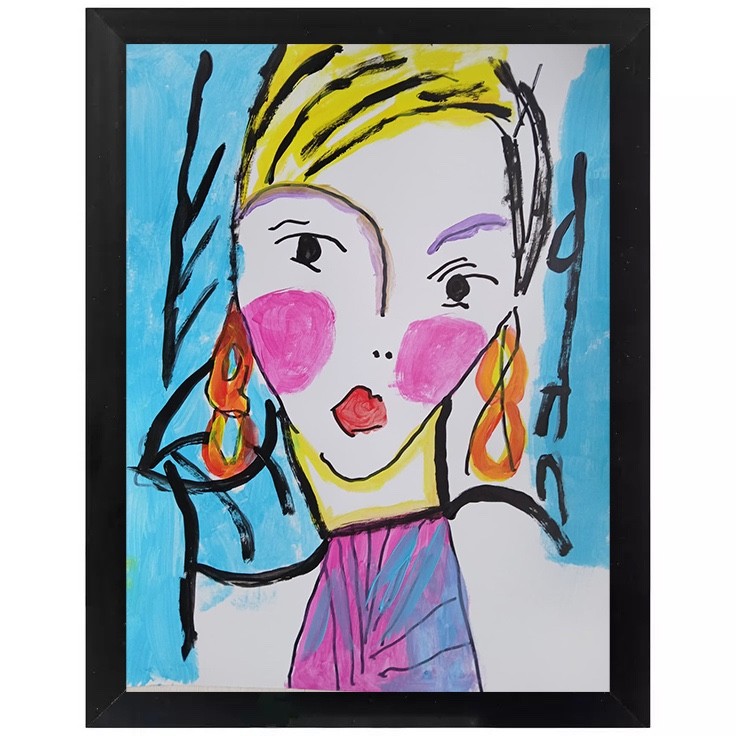 ABSTRACT /EXPRESSIONISM Blush Cheeks 9 x 12 Modern Street ART Colorful Painting