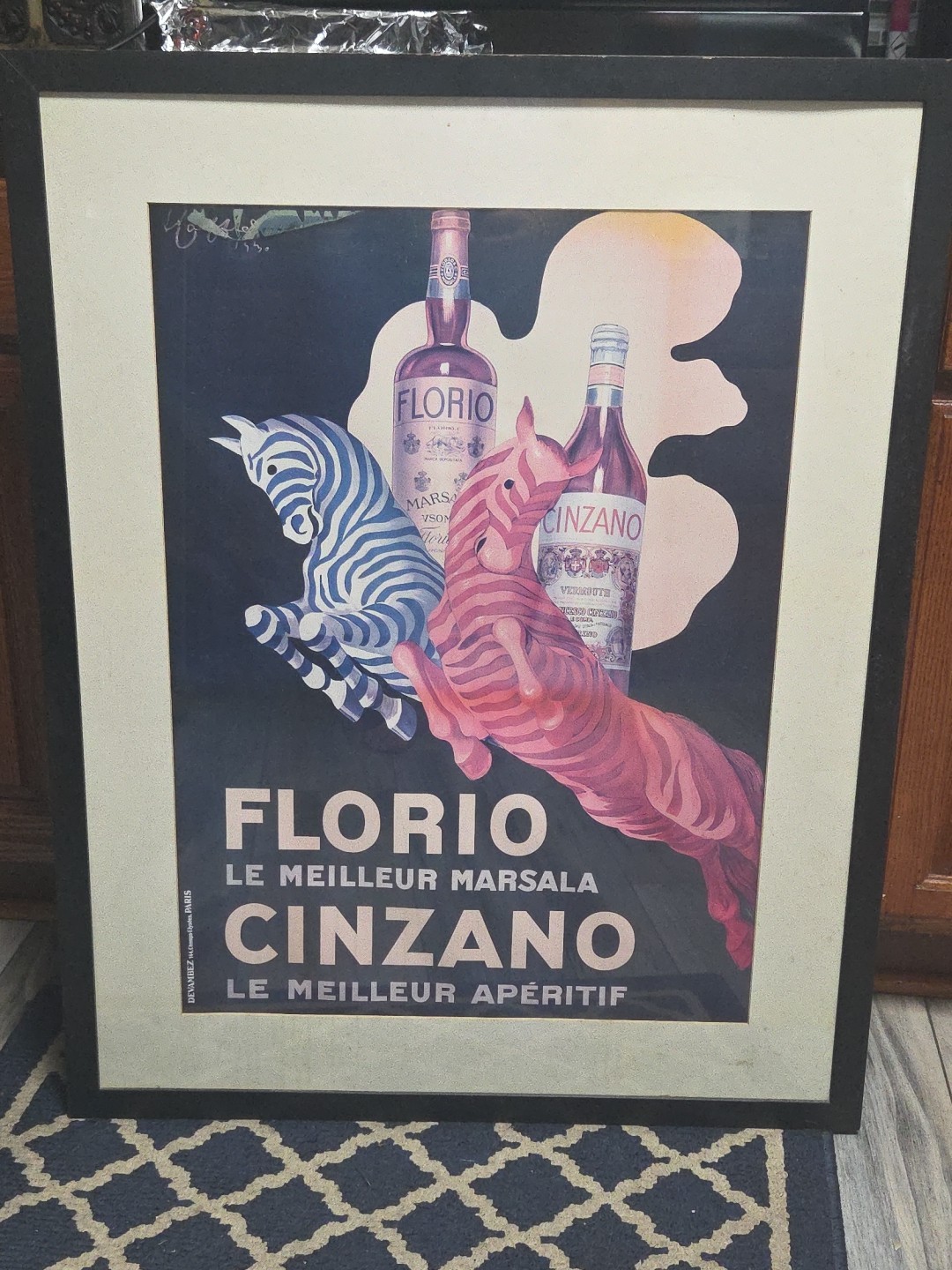 Florio Cinzano by Cappiello Poster Art (29 in x 21 in) Matted Framed 38” X 31”