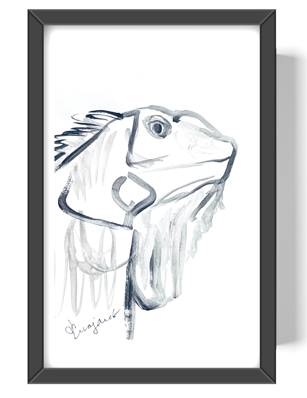 Guajardo Art: Iguana 9X6 Original Paper Expressionism