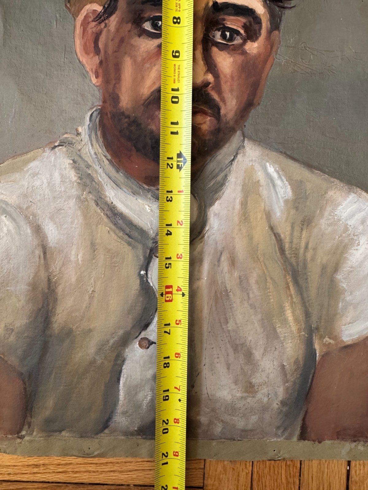 Vintage C.1940 Portrait Oil on Canvas Man Yellow Hat Attr Jean Schweckler 21×15