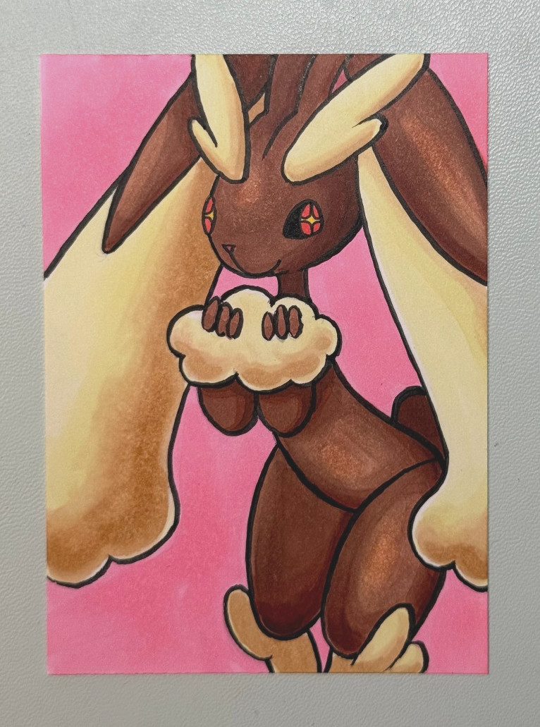 ACEO Original Pokemon Fanart “Lopunny”, Mini Art 2.5 x 3.5 Inches Anime